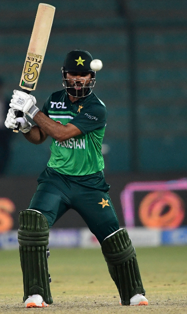 Fakhar Zaman hits the ball towards the boundary